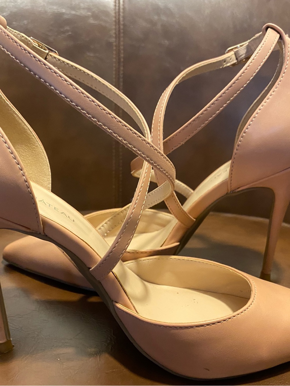 Blush Pink Crisscross Strappy High Heel Pumps